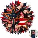 4th of July Front Door Wreath, USA 250th Anniversary Flag Wreath, 40cm (15.75in) Large Patriotic Door Hanging Decor for Independence Day & Patriotic Holiday Home Decoration