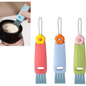 3-in-1 Cup Lid Cleaning Brush, Soft Fine Bristles, Multicolored, 3 Pack