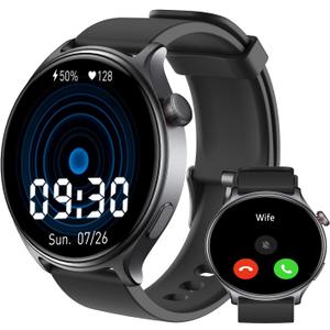 YMS Smart Watch for Women Android - 2025 Best Waterproof Men Fitness Watches (Answer/Make Calls),Heart Rate,Sleep,Pressure,Steps Monitor,Compatible with Android & iOS,100+ Sports Trackers (Black)