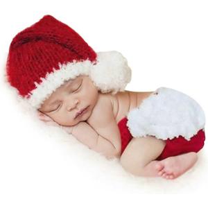 ForBaysy Newborn Baby Christmas Photo Props Outfit Infant Boys Girl Photoshoot Costume Red jumpsuit With Xmas Hat (Cute Santa Man-outfits)