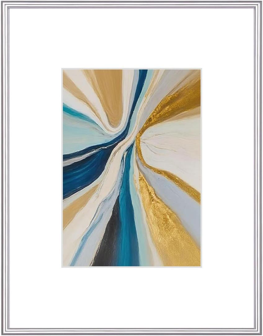 Fkvat 9x12 Picture Frame, Silver Brushed Thin Metal Aluminum Photo Frame with HD Glass, Fit 6x8 with Mat or 9 x 12 without Mat, for Table and Wall, 1 Pack