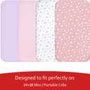 Mini Crib Sheets Fitted 4 Pack for Girls (38" X 24"), Compatible with Dream on Me, Delta Porta Crib and Arms Reach Ideal Cosleeper, Pink