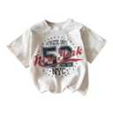 QJQ Women's Letter Graphic Tshirts Cherry Car Short Sleeve Crewneck Tees Casual Summer Trendy Vintage Drop Shoulder Tops White Number X-Small (XS)