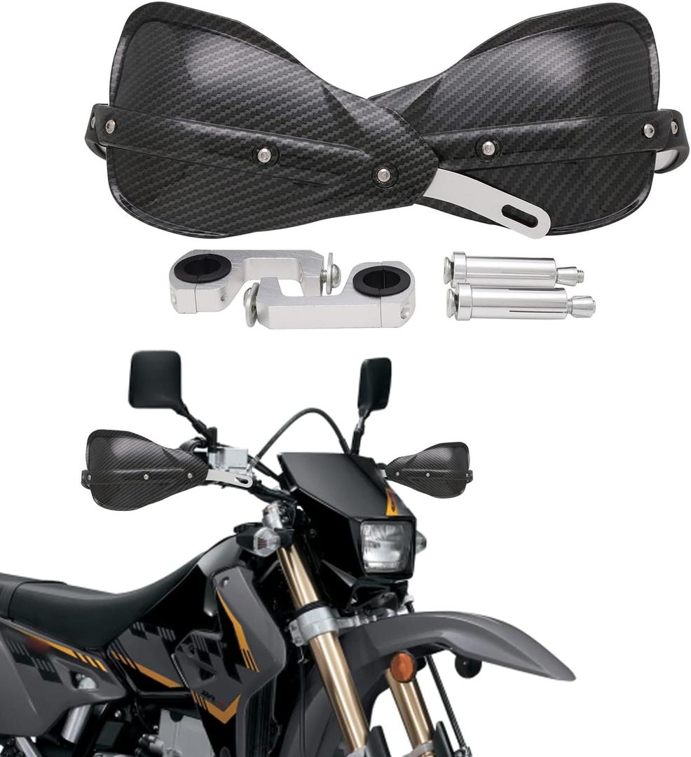 AnXin Dirt Bike Handguards Hand Guards Fit 7/8" 22mm & 1 1/8" 28mm Handlebar Universal forKLR650 DR650 DRZ400SM TW200 XR650L XT250 KLX300 TRX 400EX YFZ450 ATV Motocross Enduro Imitation Carbon Fiber