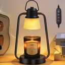 MAOYUE Candle Warmer Lamp with Timer Dimmer - Mothers Day Gifts for Women, Electric Wax Melt Warmer Lamp for Jar Candles, Vintage Candle Lamp Warmer with 2 Bulbs, House Warming Gifts New Home Decor (black classic)