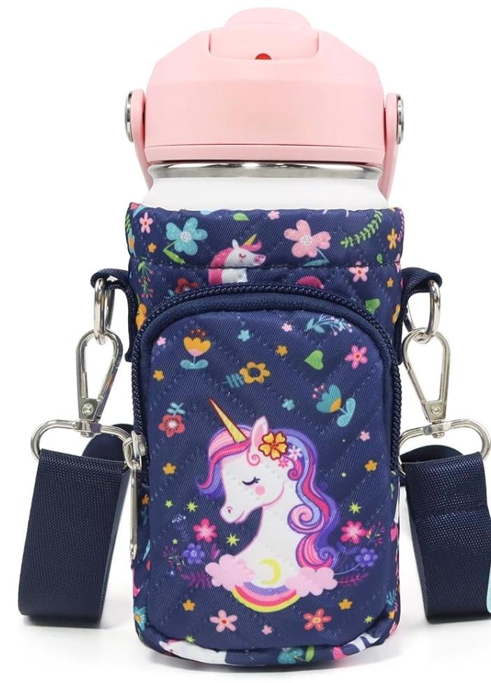 Water Bottle Carrier Bag for Kids, Insulated Holder With Adjustable Strap for 10/12/14/16/18oz Bottles, Sleeve for Boys Girls School Travel Sports