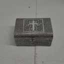 Cottage Garden Blessed Silver Tone Metal Stamped Round Top Trunk Keepsake Box