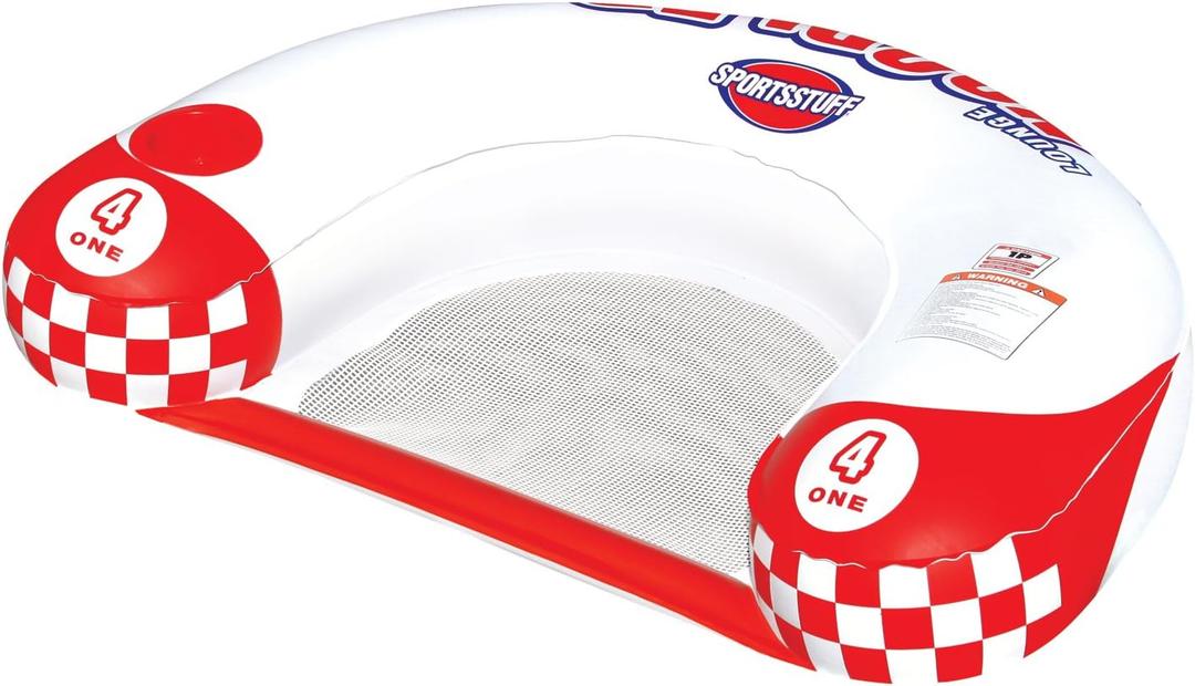Sportsstuff Noodler 1 Inflatable Floating Lounge Chair with Cup Holder, Red and White