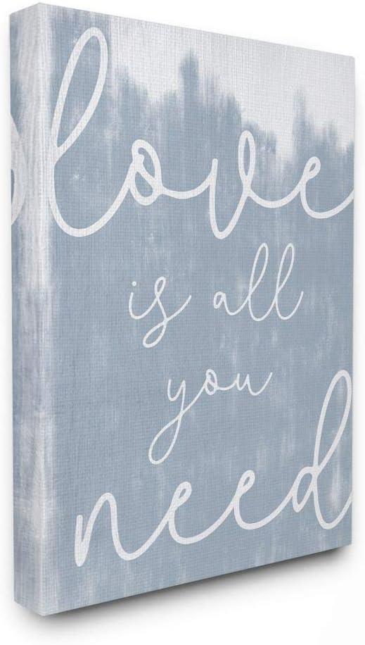 Stupell Industries Whimsical Love is All You Need Script Blue White Quote, Designed by Daphne Polselli Wall Art, 36x48, Canvas