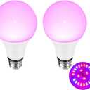 Grow Light Bulbs for Indoor Plants - Full Spectrum E26 A19 LED Lamp Bulb 12W - Balanced Spectrum 5000K with Red & Blue Light for Seeds, Greens, Hydroponics - 2 Pack