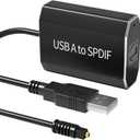 USB Audio Adapter, High-Resolution SPDIF Digital Converter, Compatible with Windows Linux PS4/PS5 Laptop Computer Surface