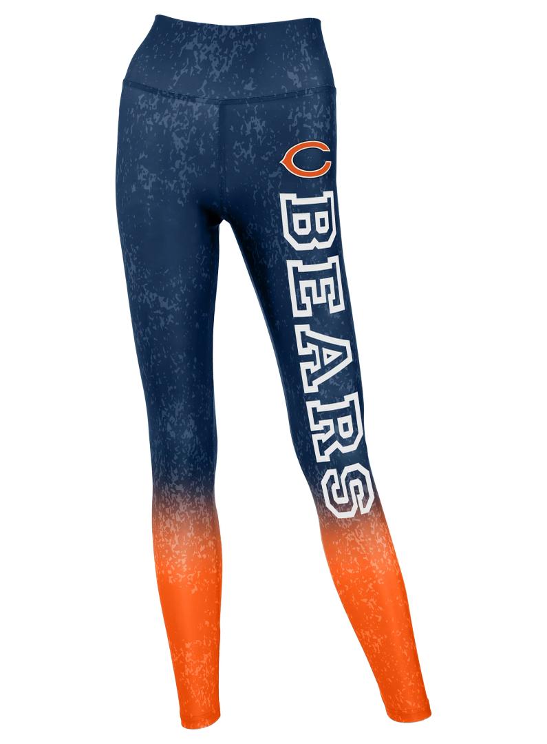 ZUBAZ NFL WOMEN'S DISTRESSED GRADIENT LEGGINGS WITH TEAM WORDMARK CHICAGO BEARS L