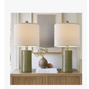 GSAFAVA 20.25" Small Table Lamps Set of 2 Modern Ceramic Lamps for Living Room Farmhouse Bedside Lamps Boho Lamps for Night Stands Green Bedroom Lamp Side Table Lamps End Table Lamp