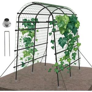 Garden Arch Trellis for Climbing Plants Outdoor 7ft Extra Tall with Flange Stainless Steel PE-Coated Lightweight Cucumber Arch Trellis|Garden Trellis Arch for Vegetables/Grape