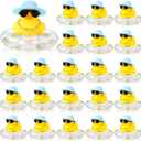 Sotiff Mini Rubber Ducks Bulk for Kids Children Cute Yellow Duck Toy for Dashboard of Car Bathtub Ornaments with Sunglasses Swim Ring Mini Hat Necklace and for Baby Shower(12 Sets,Cute)