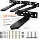 4 x Heavy Duty L Shelf Brackets with Triangle Gusset (8.5" D x 5" W x 1 1/4" H) Black, 6mm Thick Steel Wall Brackets for Floating Shelves, Mantel and Open Shelving, Hardware Included