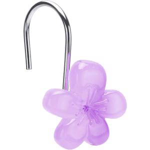 Cute Flower Shower Curtain Hooks, Glow in The Dark, Pretty Floral Themed Elegant Bathroom Decor, Purple