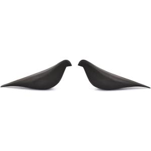 EDHAS Statues Bird Room Decor Set of 2 Modern Wooden Bird Sculptures Handmade Acacia Wood, Black Finish Office & Living Room Decor Accents(10.5'' X 2.75'' X 4'')