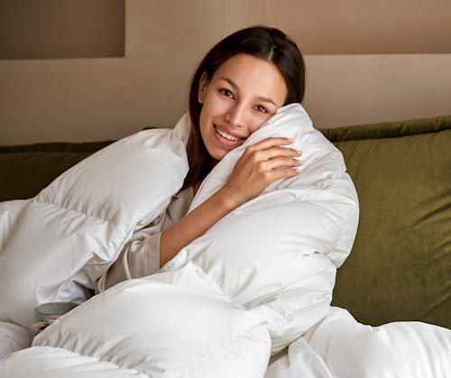 baisihan Luxury Goose Down Comforter - King Size - 800 Fill Power - Ultra Soft Hotel Collection Duvet Insert Warmth - 30°F to 60°F -Cotton Cover - Corner Tabs - Baffle Box - Winter Use - White