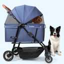 Dog Stroller for Large & Medium Dogs (20132 lbs), Pet Stroller for 2 Small Dogs, Cat Strollers for 2 Cats, Extra Large Heavy Duty, Foldable & Fully Ventilated Design, Blue