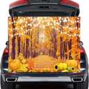 Halloween Trunk or Treat Car Decorations Kit - Autumn Maple Leaves Pumpkin Backdrop Farm Harvest Banner SUV Archway Garage Door Photo Booth Backgrounds Halloween Party Supplies Easy to Assemble