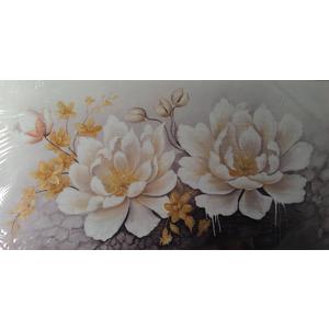 Flower Wall Art for Bedroom, Peony Canvas Wall Decor for Living Room, Black White and Gold Picture Print, Size 40x20 Inches