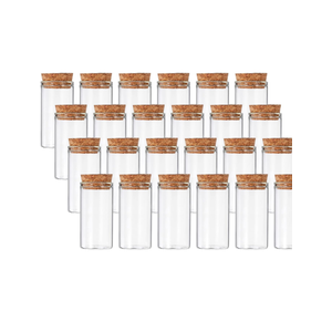 PATIKIL 25ml Test Tubes, 24pcs 2.36x1.18 Glass Clear Flat Bottom Test Tube Containers with Cork Stopper for Bead Party Candy Bath Salt Storage Scientific Experiment Plant Propagation