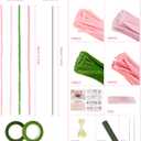 Muyuguit 400 Pcs Pipe Cleaners Craft Kit,Pink Pipe Cleaners Bulk for DIY Flower Bouquet,Multicolors Chenille Stems with Floral Wires, Gardening Tape, Stamen & Ribbon