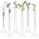 Ninehaoou 6 Pcs Cylinder Bud Vases for Centerpieces, 7.9" Acrylic Clear Small Tall Slim Flower Vases for Single Rose, Home Aesthetic Wedding Table Decorations for Party Desk Decor