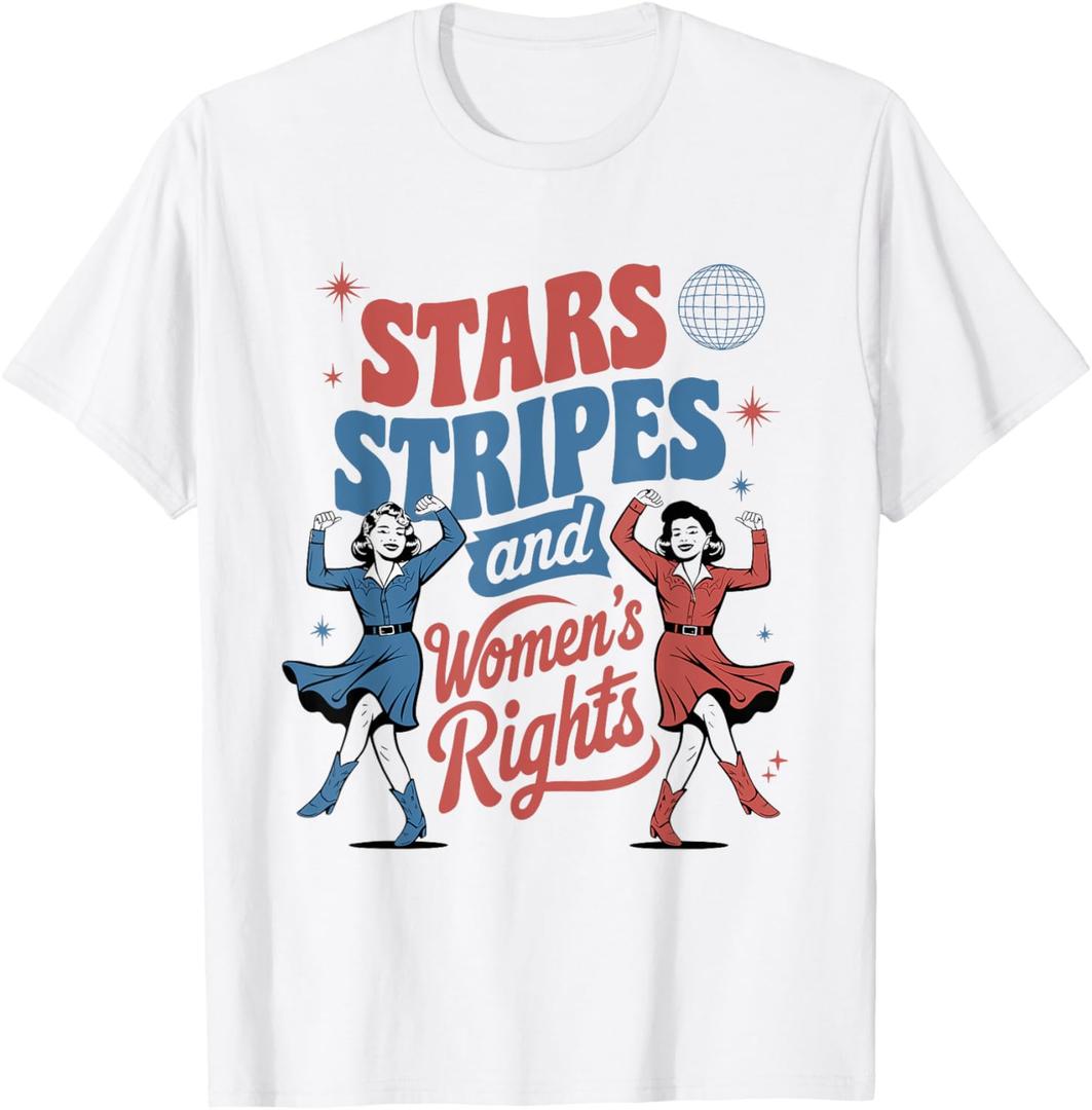 Stars Stripes And Women's Rights 4th Of July Equal Rights T-Shirt (Medium, White)
