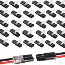 2 Pin Low Voltage Wire Plug-in Connector for 16-18 AWG, 30 Pcs Double-Wire Quick Disconnect Secure Connectors with Locking Buckle, No Strip/Solder for Automotive, LED Lights, DIY Projects