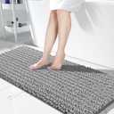 Yimobra Bathroom Runner Rug 60x24 Inch - Extra Long Non Slip Chenille Bath Mat, Soft & Absorbent, Machine Washable Shaggy Hallway Carpet for Vanity Tub Shower, Gray Home Decor Accessories (Grey)