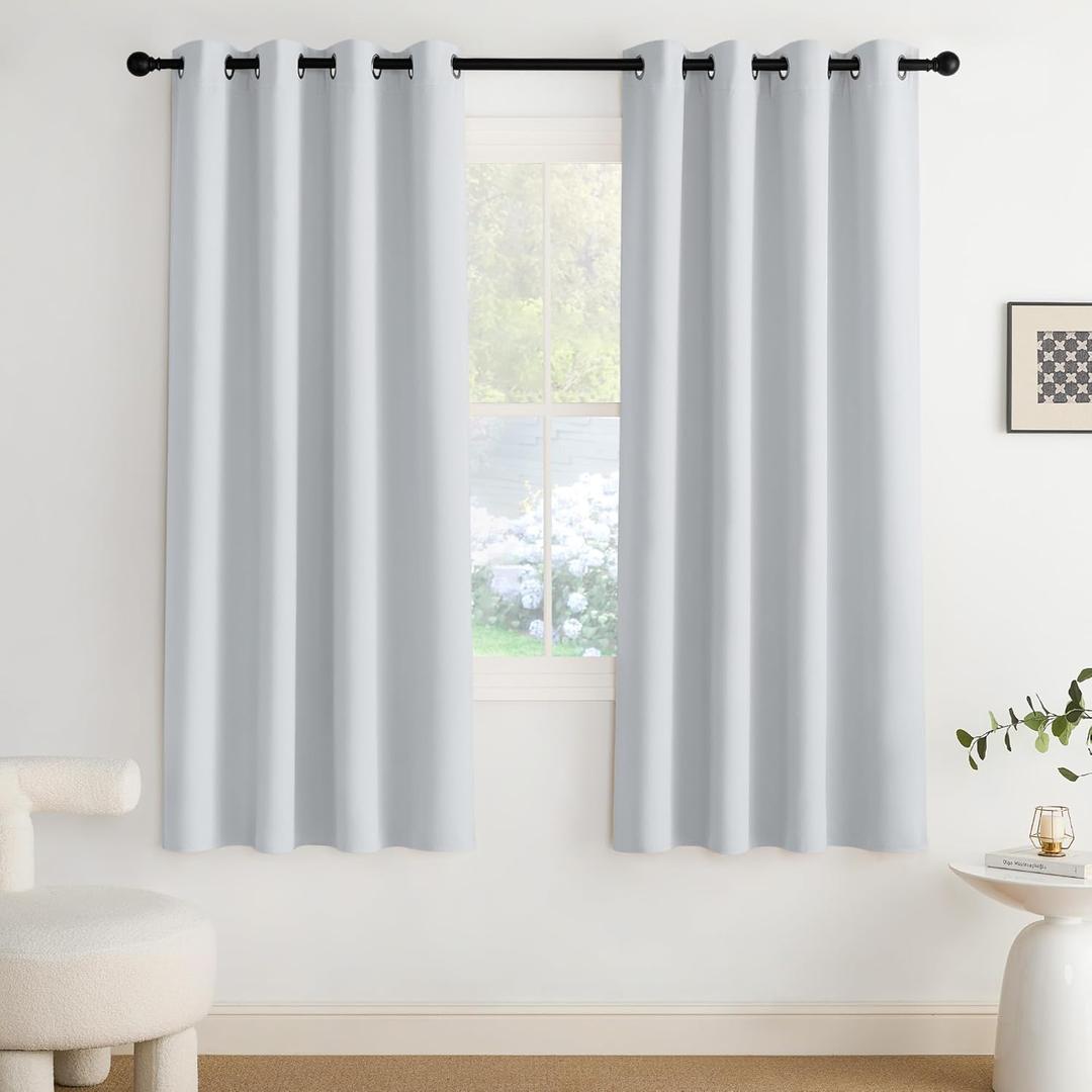 NICETOWN Room Darkening Draperies Curtains Panels, 2 Panels Greyish White W52 x L72