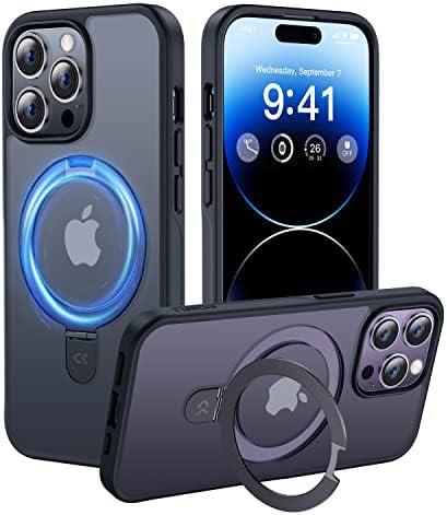 CASEKOO Designed for iPhone 14 Pro Max Case with Magnetic Invisible Stand [Military Drop Protection] [Compatible with MagSafe] Shockproof Slim Matte Translucent Promax Case 6.7 Inch, Black