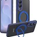for Samsung Galaxy S25 Edge Case,Magnetic Stand 360Rotatable Ring Stand, Phone Case with Built-in Invisible Kickstand, Compatible with MagSafe, (Blue)