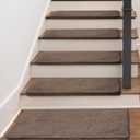 PURE ERA Carpet Stair Treads Ultra Plush 9.5" X 30"Soft Bullnose Indoor Stair Protectors Pet-Friendly Non-Slip Skid Resistant Tape Free Washable Reusable(14 Pieces,Brown)