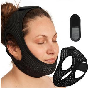 Sleep Apnea Devices - Chin Strap for Sleeping, Airflow Jaw Strap, Effective Anti Snoring Solution for Men and Women, Anti Snore Devices Breathable and Reusable (Black & 52CM & 1PCS