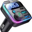JOYROOM Bluetooth 6.0 Car Adapter FM Transmitter 81W Bluetooth Cigarette Lighter Adapter [PD45W&QC36W] Fast Charging Dual Mics HiFi Bass LED Display Wireless Radio Hands-Free Calling Support USB Drive