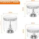 6 Piece Silver Cake Stand Set with Crystal, Mirror Silver Dessert Table Stands Set for Cupcake, Pastry, Round Cake Stands for Wedding Reception, Party(Mirror Silvery)