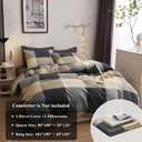 Plaid Duvet Cover Set 100% Cotton,Queen(90"x90"),Black/Grey Checkered