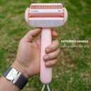 4 x Self Cleaning Grooming Brush for Shedding Pets Rake Gently Removes Loose Undercoat Mats Tangled (Pink)