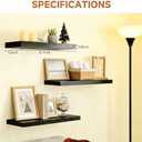 Easy Install Wall Shelves, 15.6 Inch Wall Mounted Wood Floating Wall Shelves, Set of 3, Small Wall Shelves for Storage and Wall Decor, Living Room, Kitchen, Office, Corner Shelf for Bathroom, Black