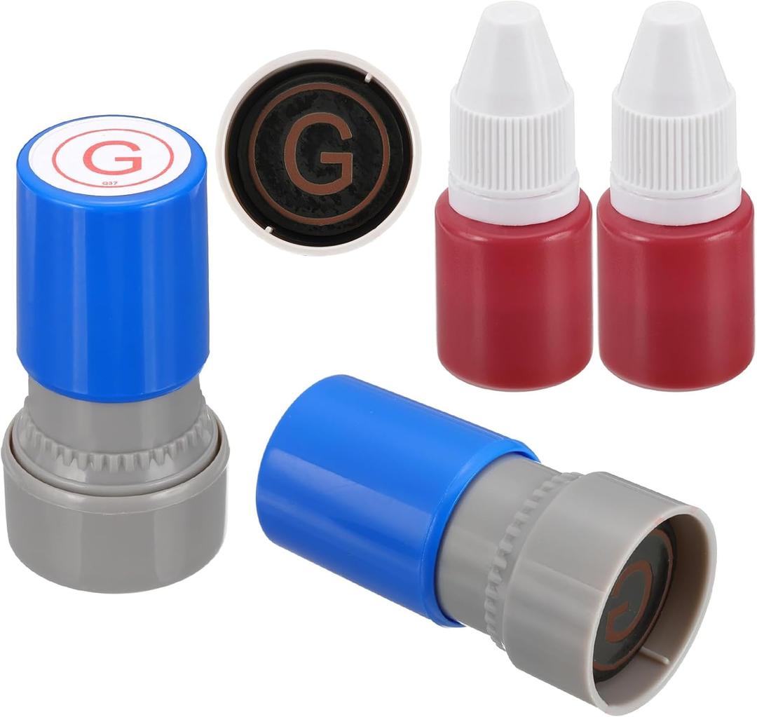 PATIKIL Letter Stamps Self Inking, 2Pcs Alphabet g Character Teacher Ink Initial Stamp with Refill Ink for Class Notebook Scrapbooking DIY Craft, Blue