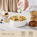 MALACASA 24 OZ Cereal Bowls, Porcelain Soup Oatmeal Bowls Set of 6, Kitchen Ceramic Serving Bowl, Dishwasher Microwave Oven Safe, White, Series LUNA