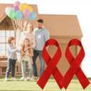 Drydiet 6 Pcs Ribbon Awareness Yard Signs with Metal Stakes 14 Ribbon Health Awareness Lawn Stakes Waterproof Patio Sign for Outdoor Garden Church(Red)