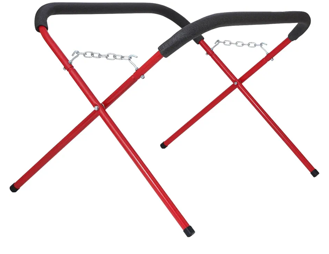 Portable Workbench Folding Work Stand, 2-Pack 1,000 Pound Capacity Foldable Work Table, Heavy-Duty Bumper Stand for Garage and Shop in Red