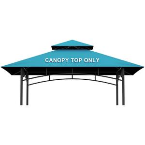 Grill Gazebo Replacement Canopy Top Only - 5' x 8' Outdoor BBQ Gazebo Canopy Roof, Waterproof Double Tiered Shelter Cover Fit for Model L-GG001PST-F (Turquoise, 5x8)