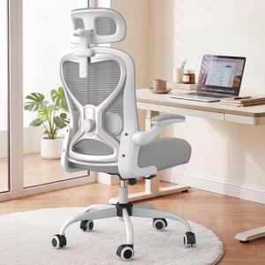 Ergonomic Office Chair for Back & Neck Pain Relief, Virgin Foam Seat, 2D Adjustable Lumbar & 3D Headrest, Tilt & Rock for Relaxation, Ideal for Long Sitting Comfort, Gray/Silver, 10 Inches X 20 Inches X 25 Inches