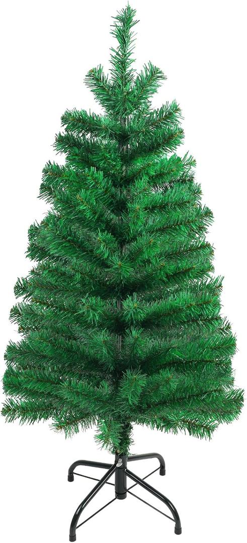 CCINEE 3Ft Artificial Christmas Tree, Green Mini Tabletop Hinged Christmas Tree with Metal Stand 130 Branch Tips for Xmas Party Supplies Home Indoor Decoration
