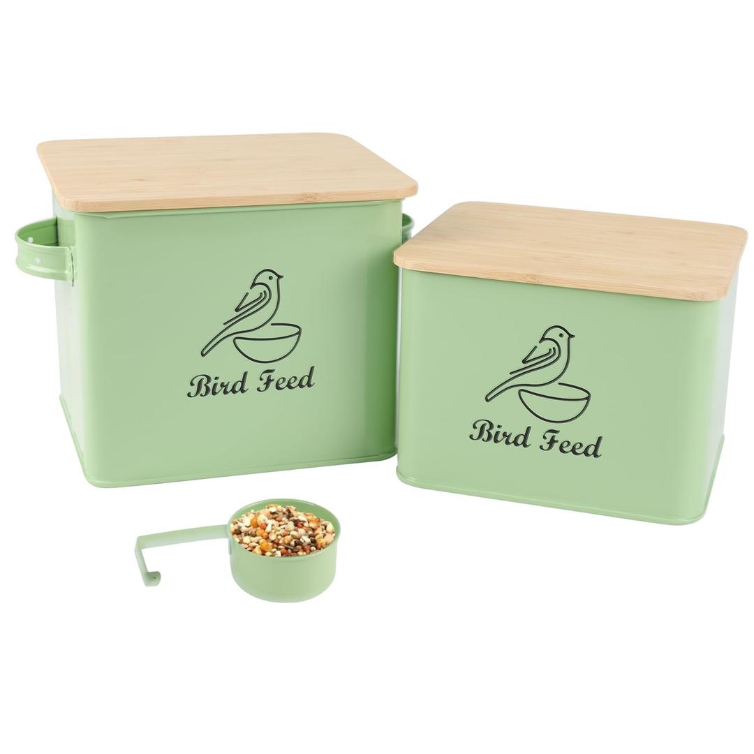 Brabtod Bird Seed Storage Container Set of 2,10LB Bird Food Container-Green